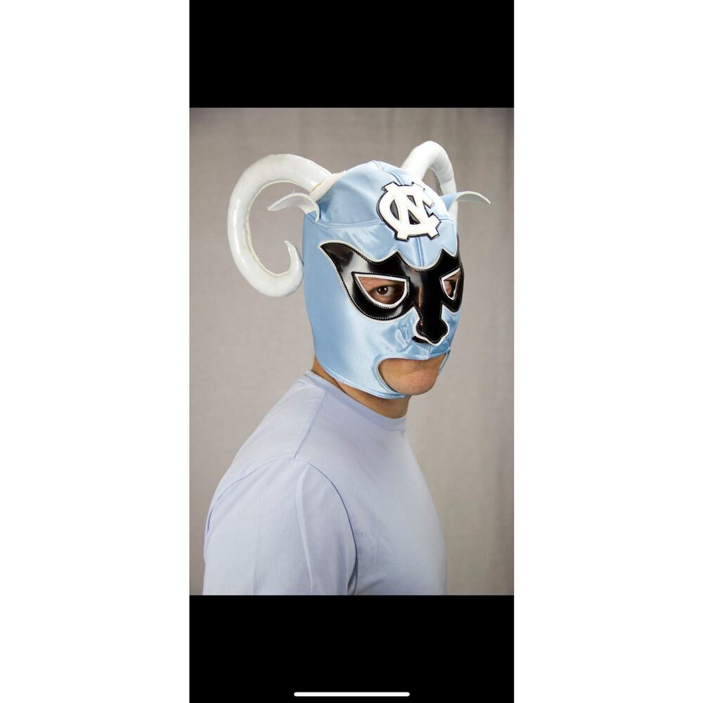 UNC Carolina Tarheels NCAA WrestleFace Luchador Mask Blue Head Gear Fan Lace Up